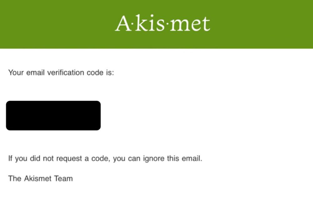 Akismet verification code